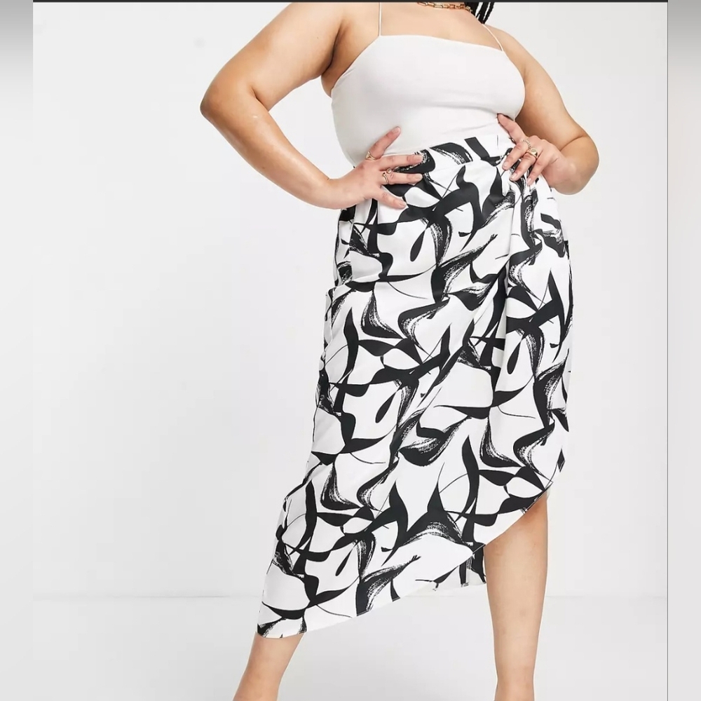 River Island | Abstract Twist Front Midi Skirt, Sz. 20